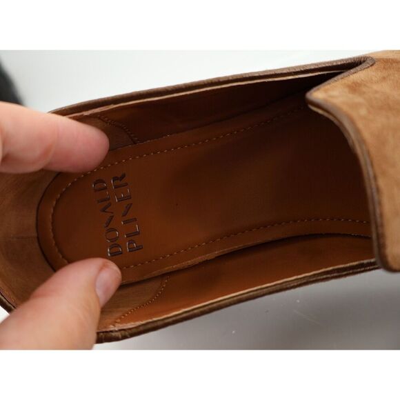 Donald Pliner Witty Leather Loafer Size 10 M Brown Platform Suede Slip On Shoes - Picture 13 of 14
